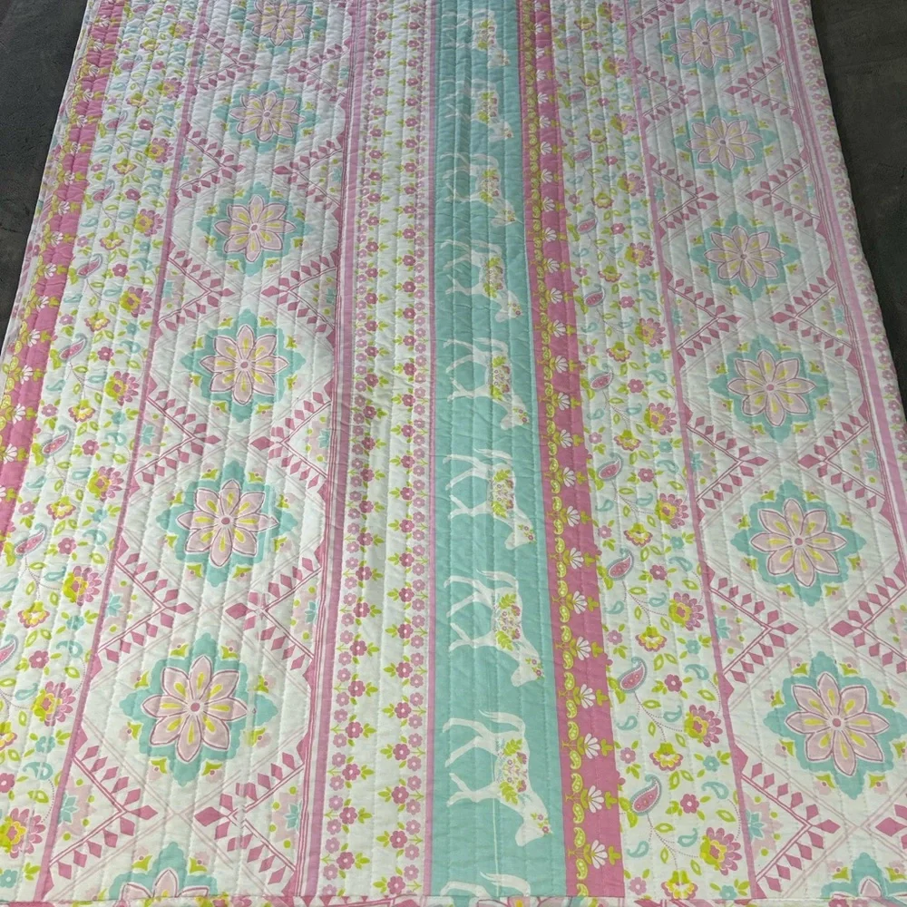 Rod’s True Western Pink Comforter Blanket Horses Pillow Case Sham Bedding Set